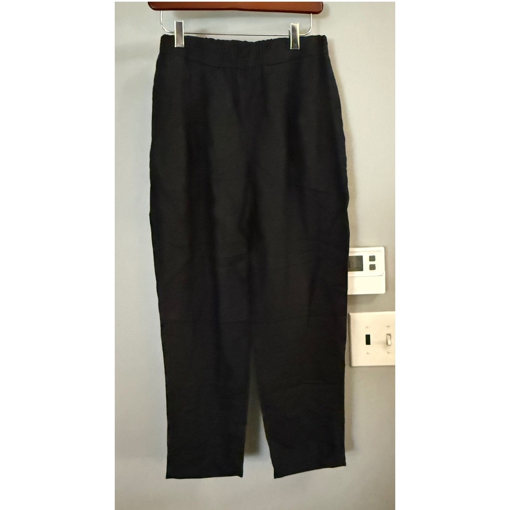 It is well LA Linen Pants Womens Medium Black Elastic Waist Tapered Made in USA